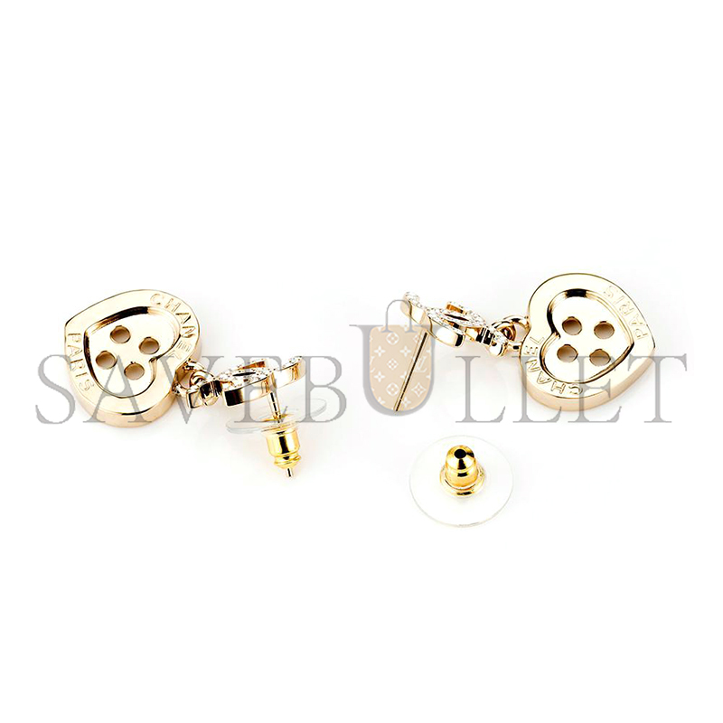 Ch**el heart-shaped button pendant earrings